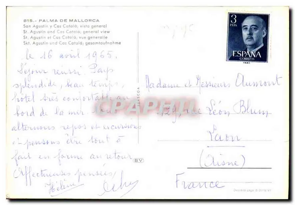 Palma de Mallorca — allgemeiner Blick auf San Agustín und Cas Català — Verlag B.V. n°815 - Rückseite