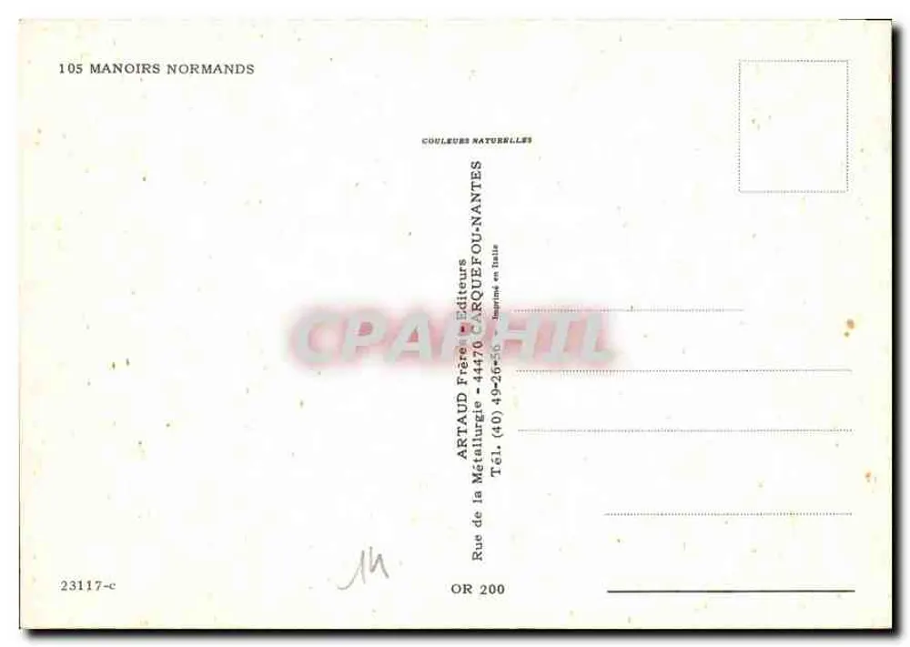 Manores Normandos — Coleção de castelos e casas tradicionais — Editor ARTAUD Frères - Verso