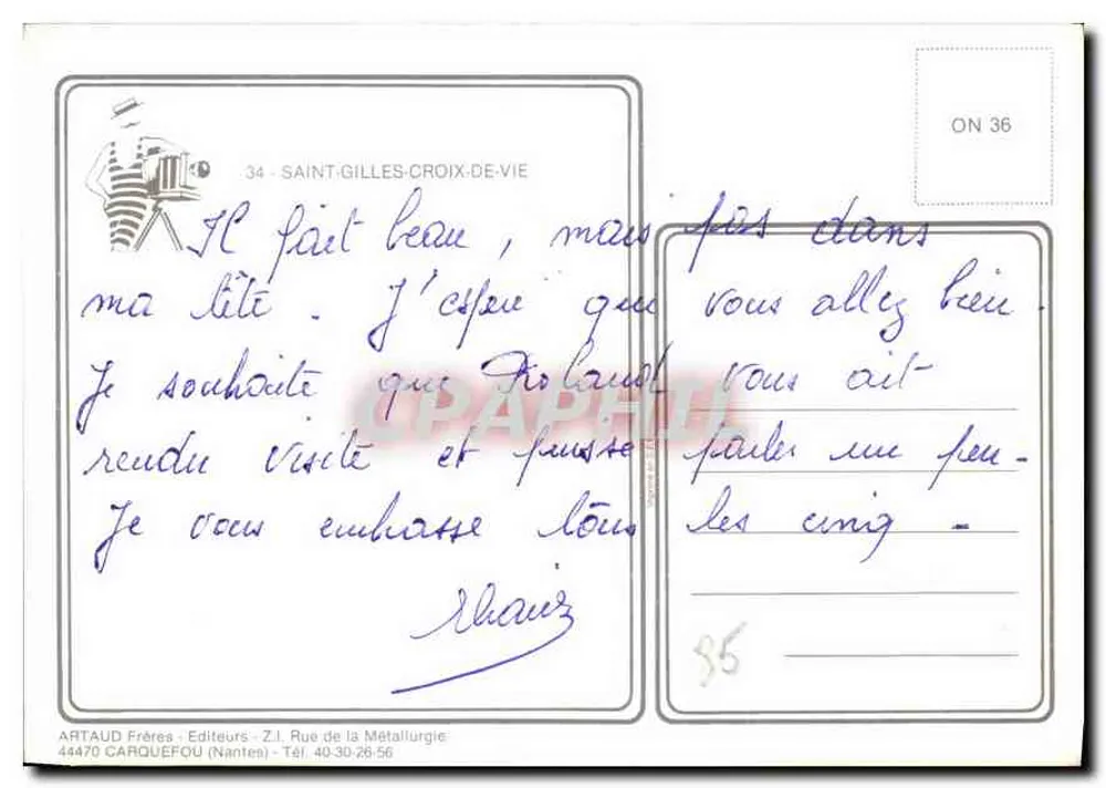 Saint-Gilles-Croix-de-Vie — Regatas no canal — editor Artaud Frères - Verso