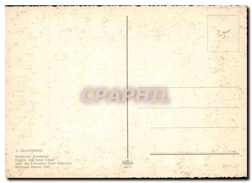 S. Gravenhage — Riddersaal Binnenhof — editor Kallmeyer, n° 366/11 - Verso
