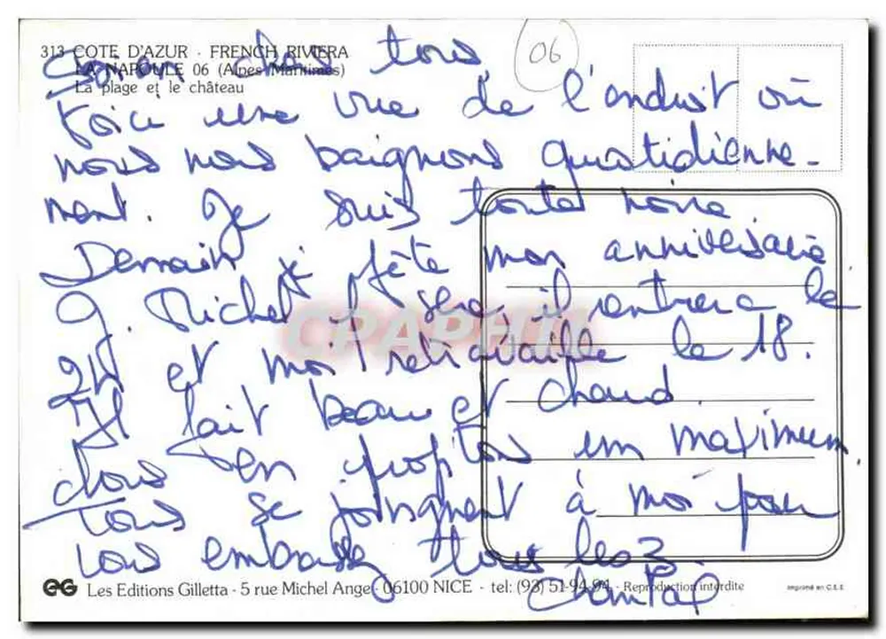 La Napoule — Ansicht des Schlosses und der Strand — Les Editions Gilletta - Rückseite