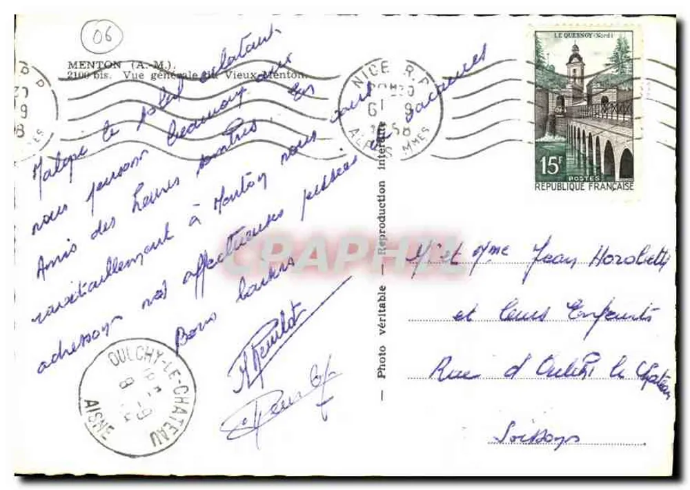 Menton vecchio — vista generale — riproduzione - Verso