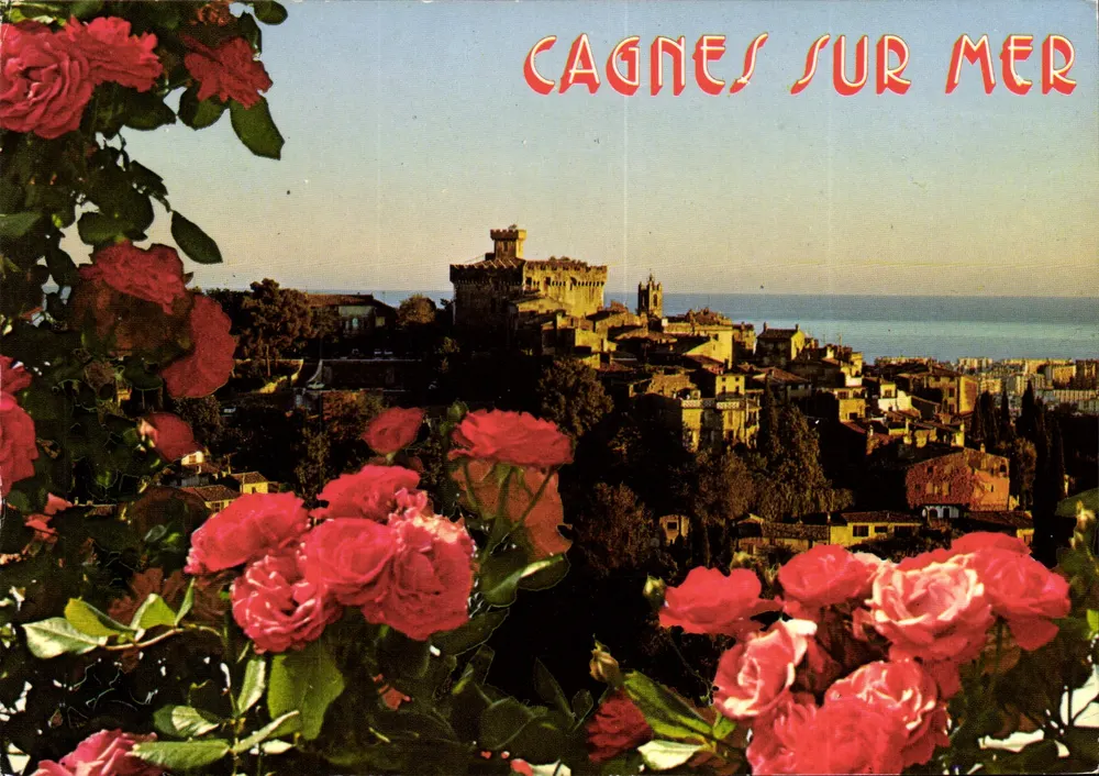 Cagnes-sur-Mer — vista panorâmica com rosas — Éd. A. Rion - Frente