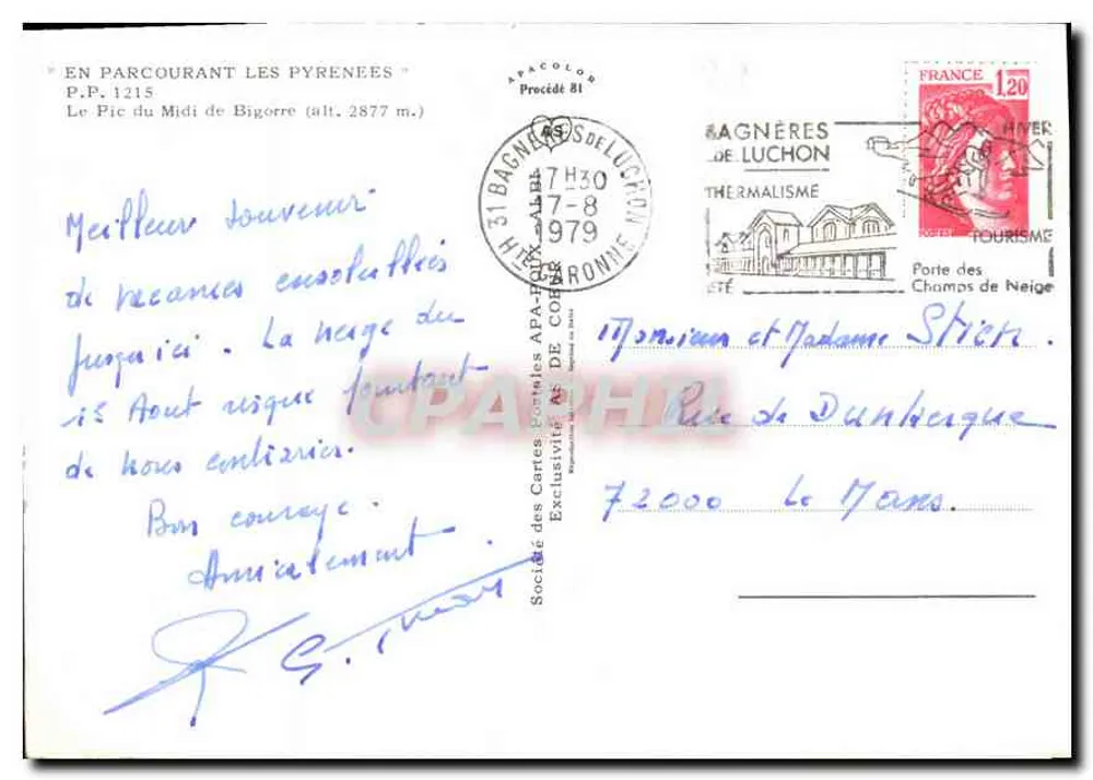 Der Pic du Midi de Bigorre — Höhe 2877 m — Verlag AS - Rückseite
