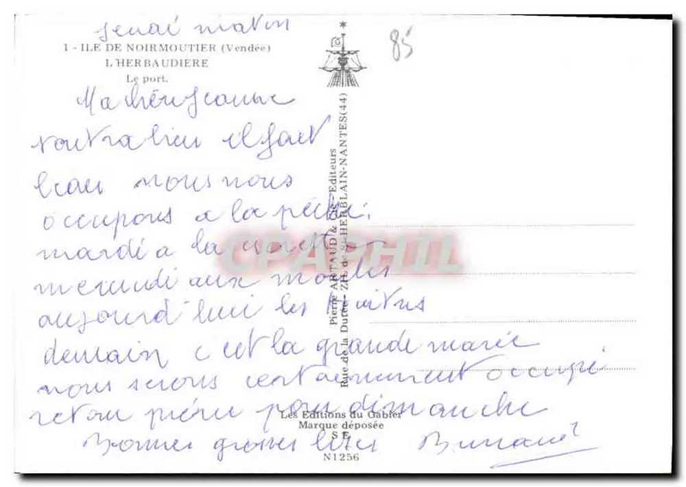 Porto dell'Isola di Noirmoutier — Vista del porto — Editore Pierre Arnaud & Cie, Nantes - Verso