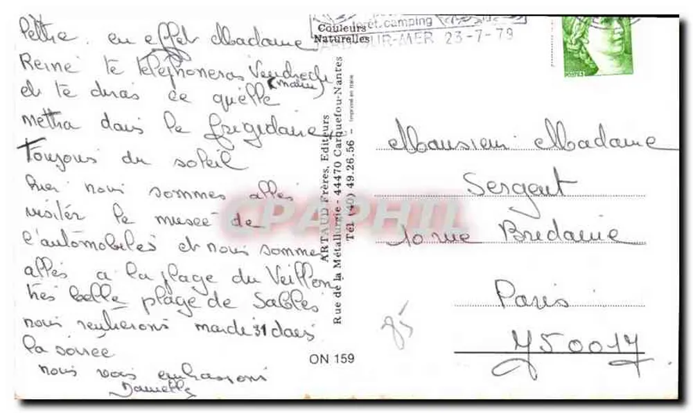 Bourrines Vendéennes — Vista de casas com telhados de colmo — Editor Artaud Frères - Verso