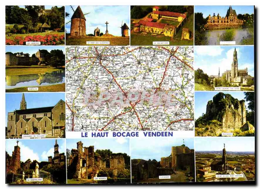 O Alto Bocage Vendéen — carta postal panorâmica com mapa geográfico — ARTAUD Frères, n° 155 - Frente