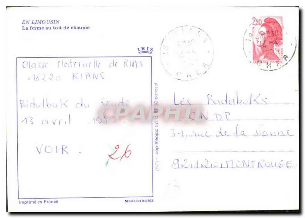 Granja con techo de paja — Rians — Impreso por IRIS - Reverso