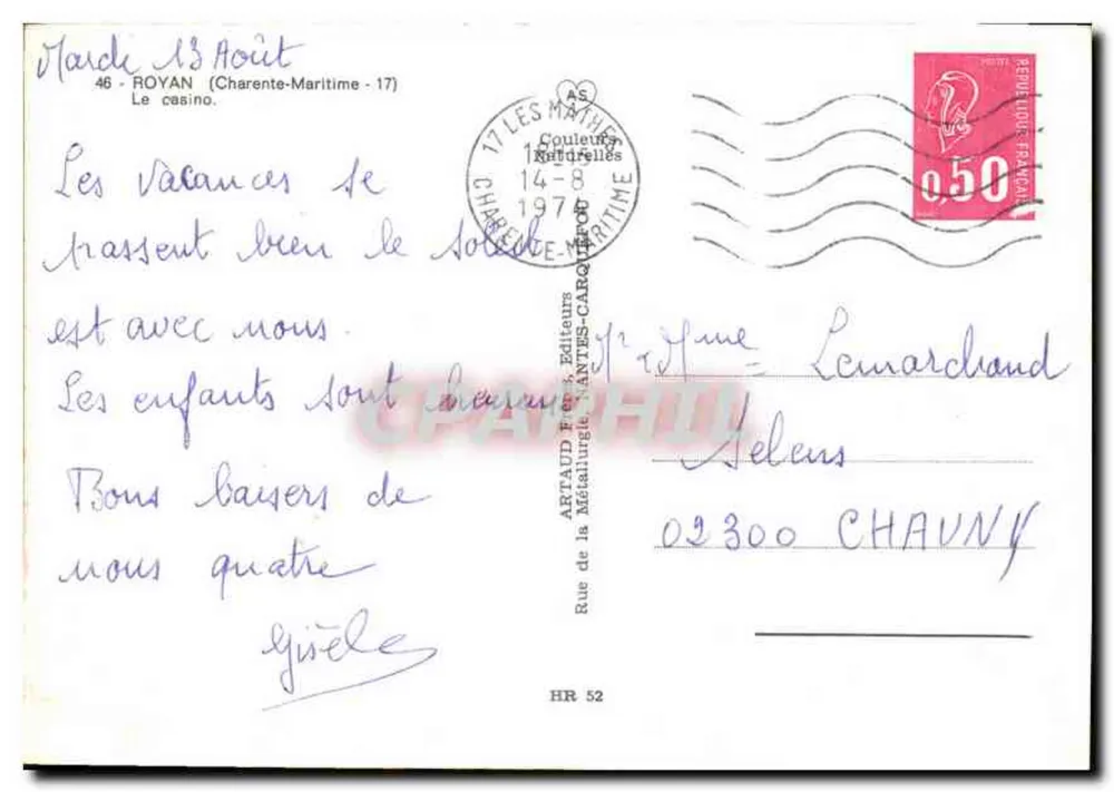 O cassino de Royan — visão geral — Artaud Éditeurs, HR 52 - Verso