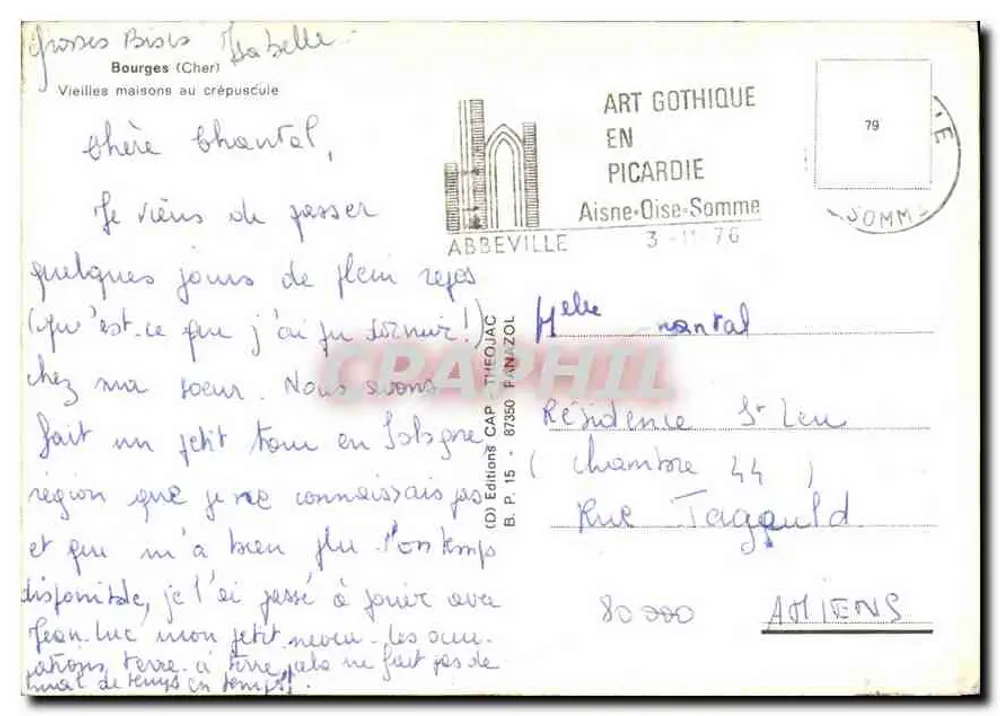 Bourges (Cher) — Velhas casas ao crepúsculo — Edições CAP THEOJAC - Verso