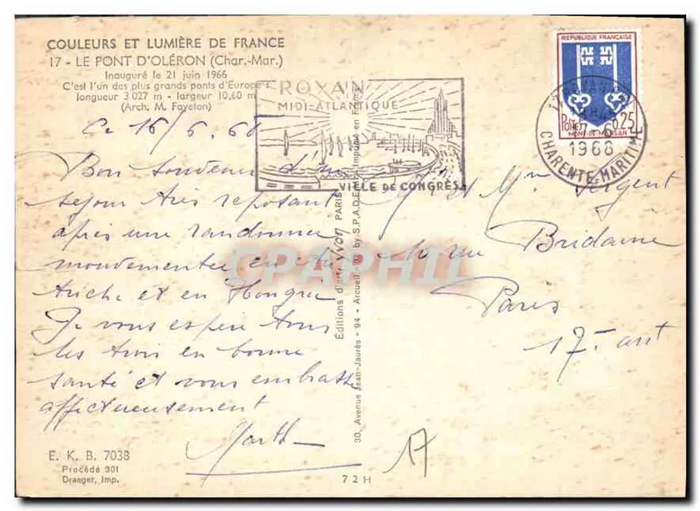 Pont d'Oléron — Eröffnet am 21. Juni 1966 — Éditions Jean-Jaurès - Rückseite