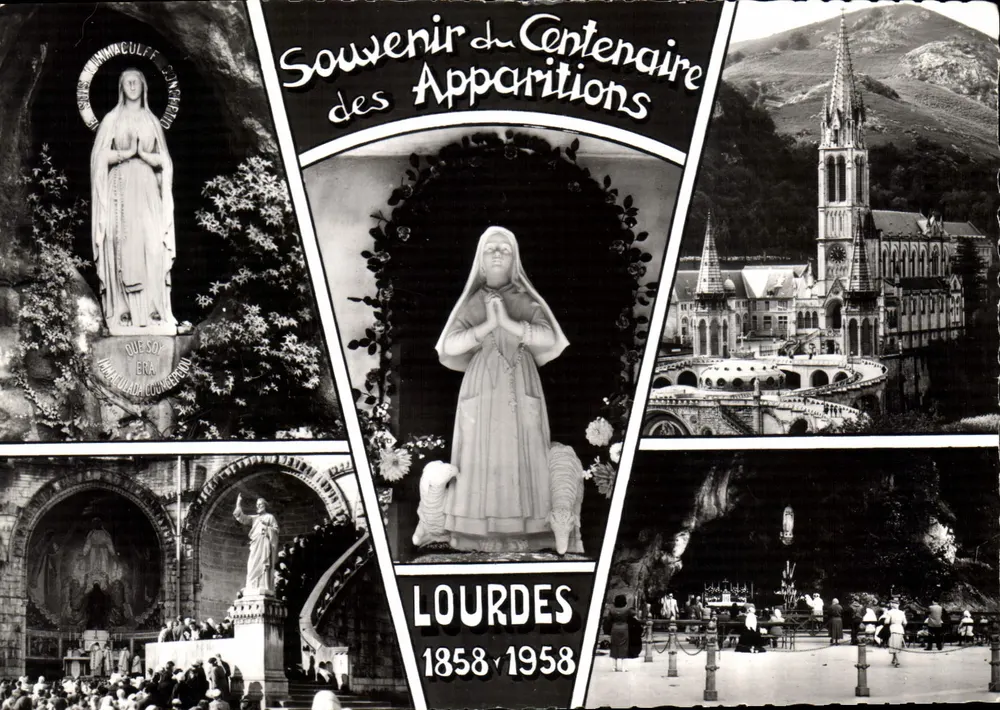 Lourdes — Antike Ansichtskarte zum Centenar der Erscheinungen 1858-1958 — Édition Jean - Vorderseite