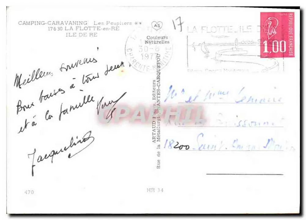 Camping-Caravaning Les Peupliers — La Flotte-en-Ré — Verlag Couleurs Naturelles, n°470 - Rückseite