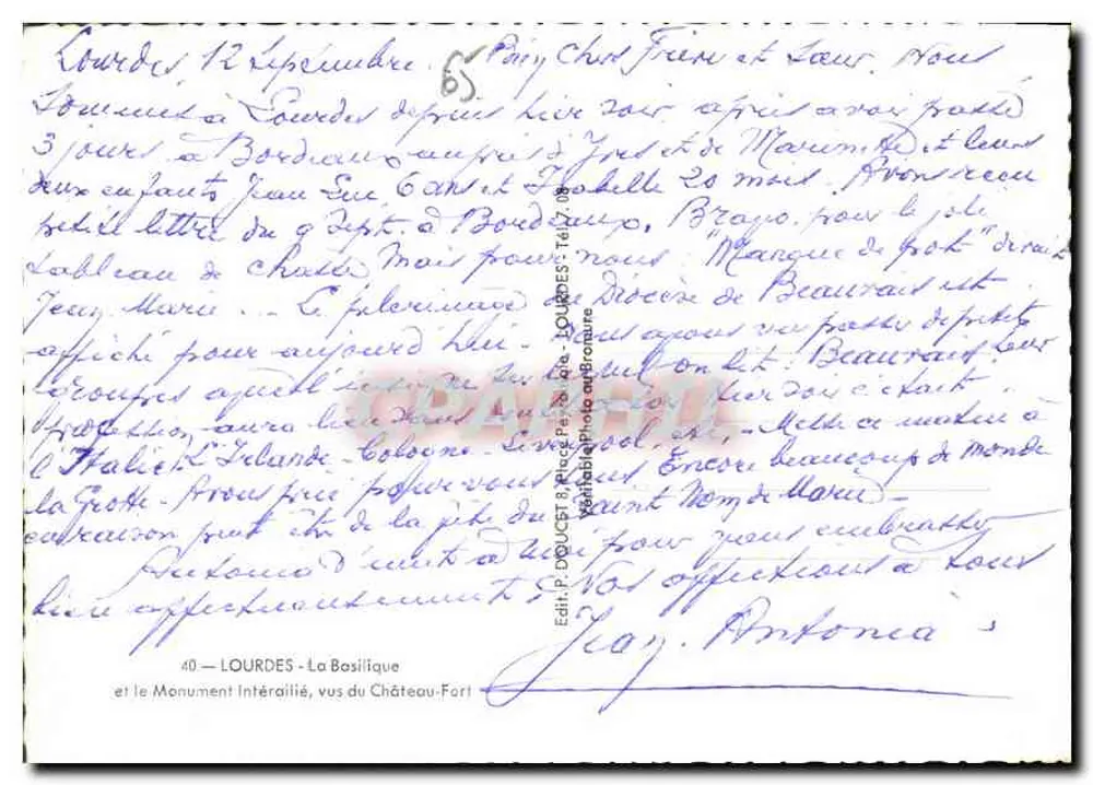 Lourdes — Die Basilika und das Interalliierte Denkmal, gesehen vom Schloss-Fort — Edlux - Rückseite