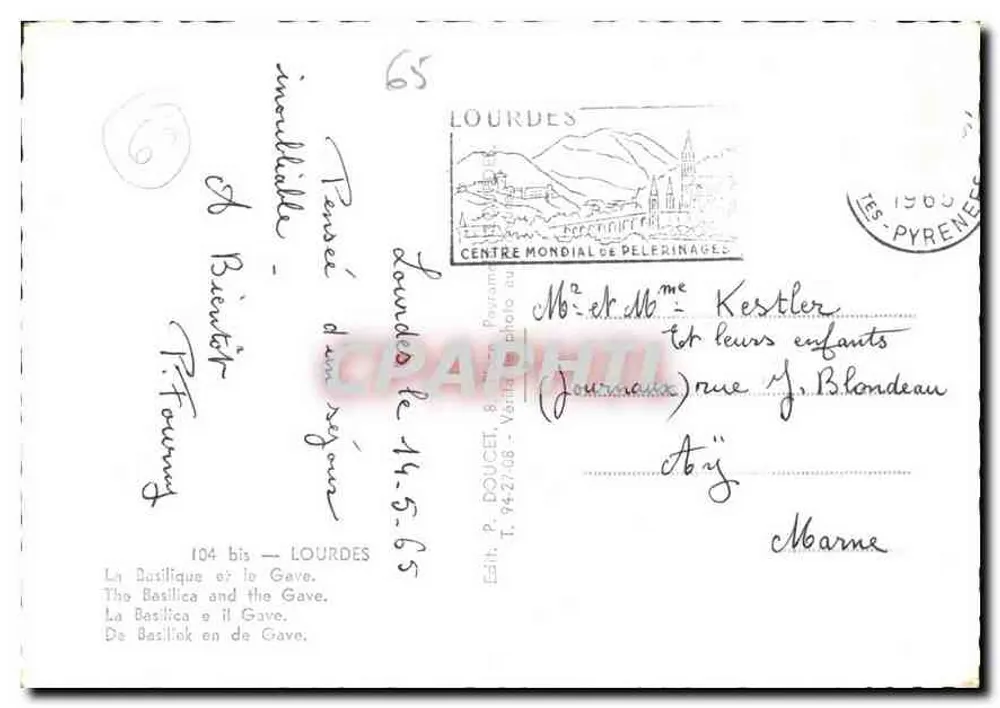 Lourdes — Basílica e o Gave — Éd. Llux - Verso