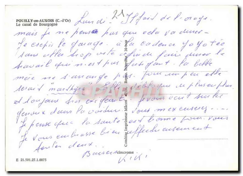 Burgunderkanal — Pouilly-en-Auxois — Verlag Cing - Rückseite
