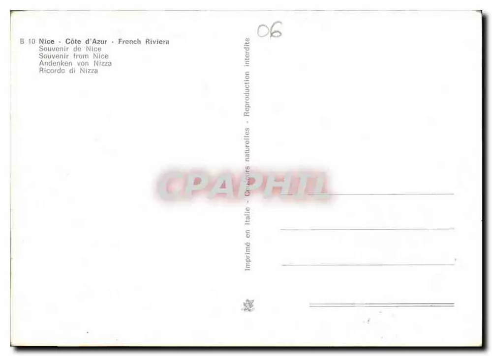 Nice - Lembrete de Nice - n° B 10 - Verso