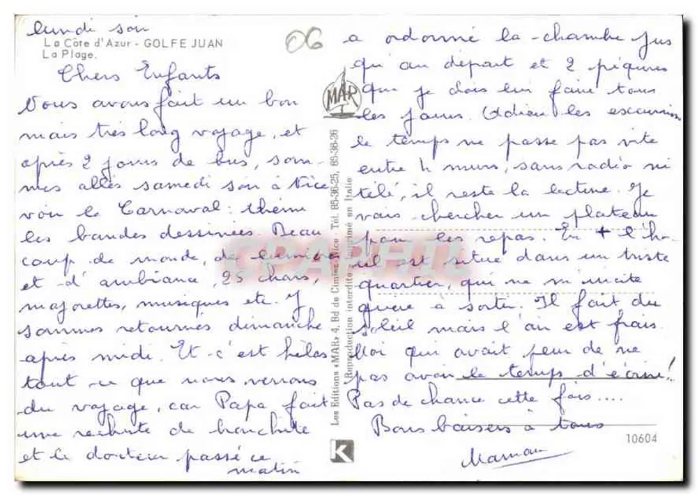 Golfe-Juan — vista da praia ao pôr do sol — Les Éditions MARS - Verso