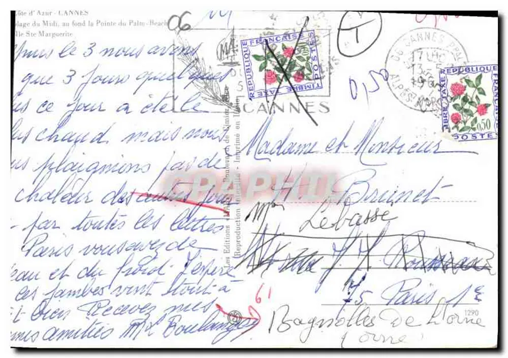 Cannes - Strand des Südens — Luftbild — Éditions Graphithi Nr. 1290 - Rückseite