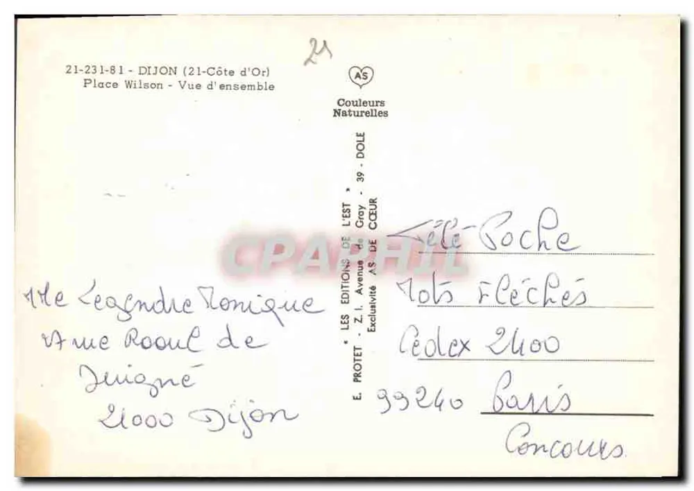 Place Wilson - Dijon (21-Côte d'Or) — Vista geral — Edições AS - Verso