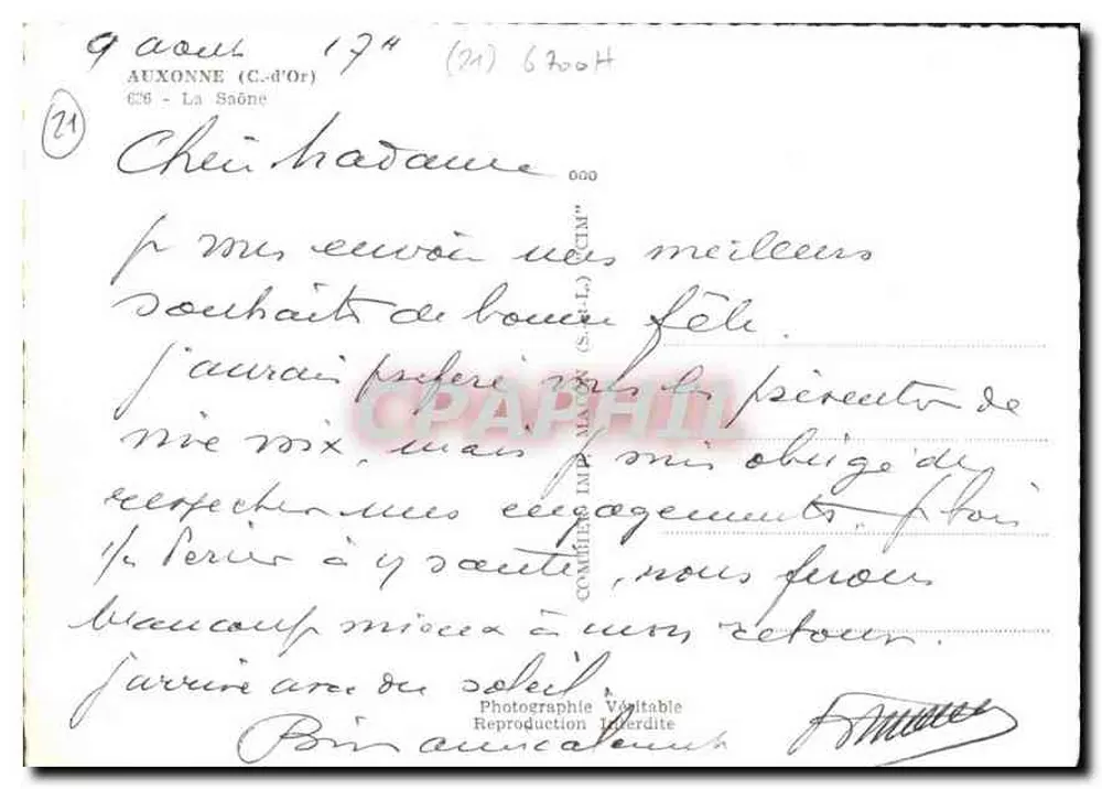 Motorówka na kanale — Auxonne (Côte-d'Or) — Fotografia roślinna - Rewers