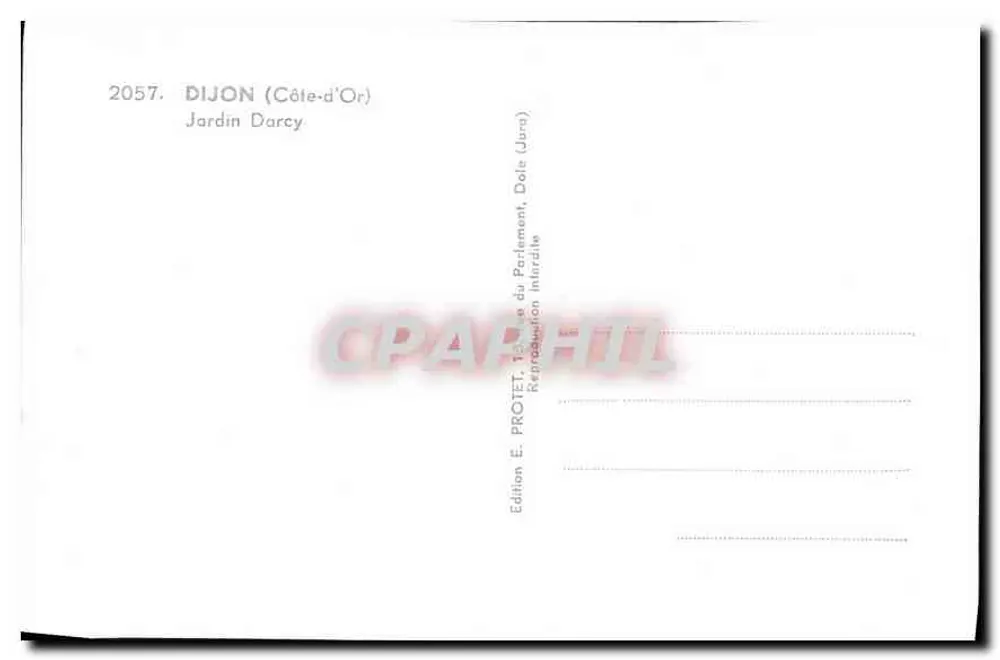 Jardim Darcy — Dijon (Côte-d'Or) — Edição E. PROTET - Verso