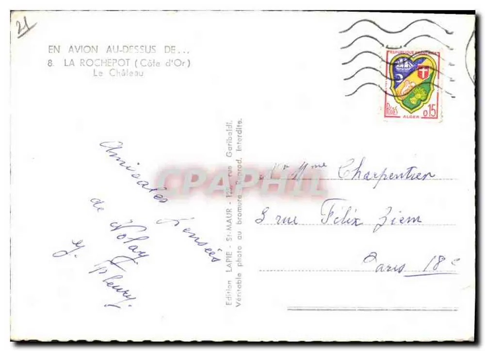 Castelo de La Roche Pot — Côte d'Or — Édition Lapie, St-Maur - Verso
