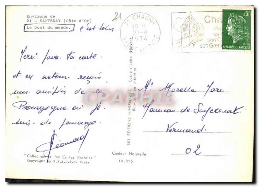 Vale verde entre falésias — Região de Santenay (Côte d'Or) — Edições Nivernaises - Verso