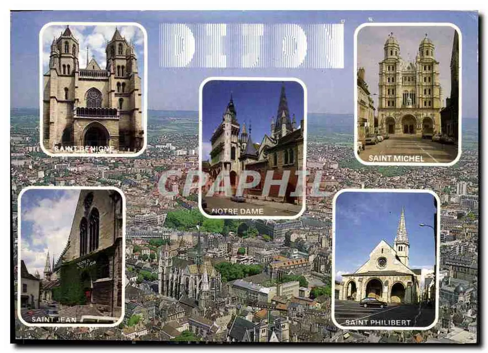 Dijon — Allgemeiner Blick mit Kirchen — Graphphil - Vorderseite