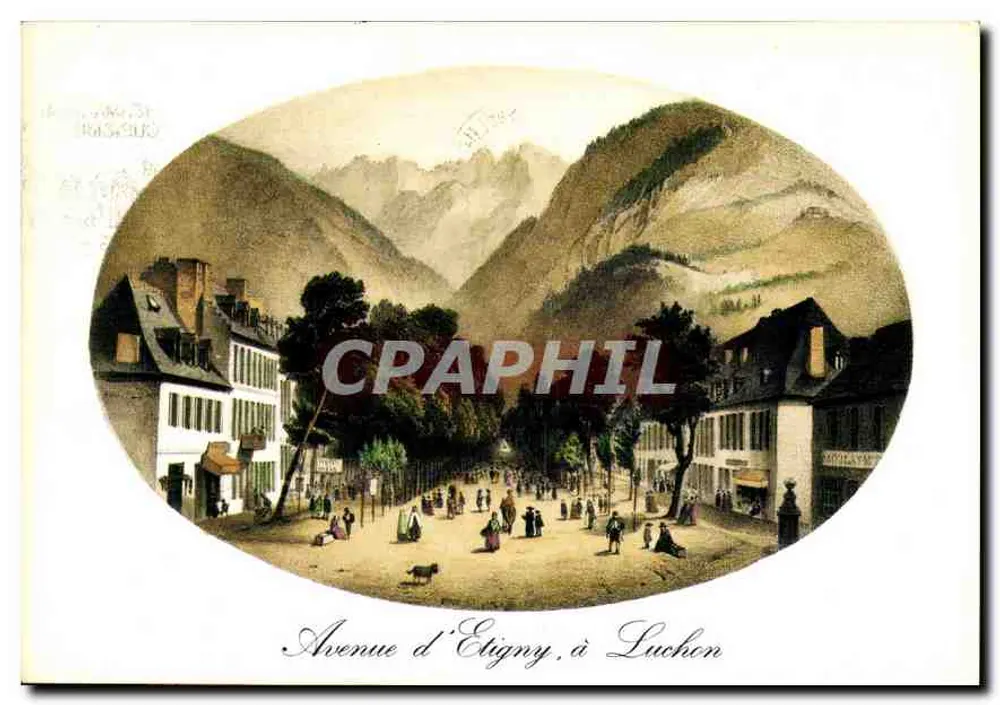 Avenue d'Etigny, te Luchon — Lithografie — Collectie Pyreneeën XIXe eeuw - Voorkant