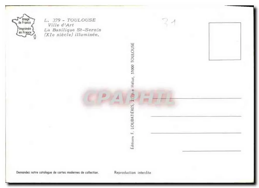 Die Basilika Saint-Sernin — Toulouse — Editions F. LOUBATIERES - Rückseite