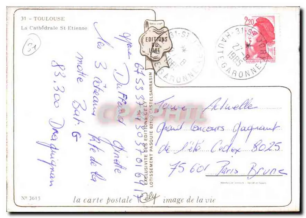 Toulouse - A Catedral Saint-Étienne — Éditions de L'Âge d'Or, n° 3615 - Verso