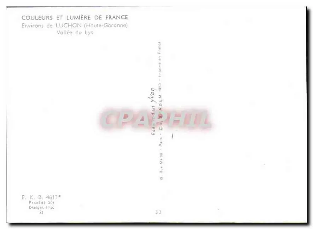 Vale do Lys — Proximidades de LUCHON (Haute-Garonne) — Editor Yvon - Verso
