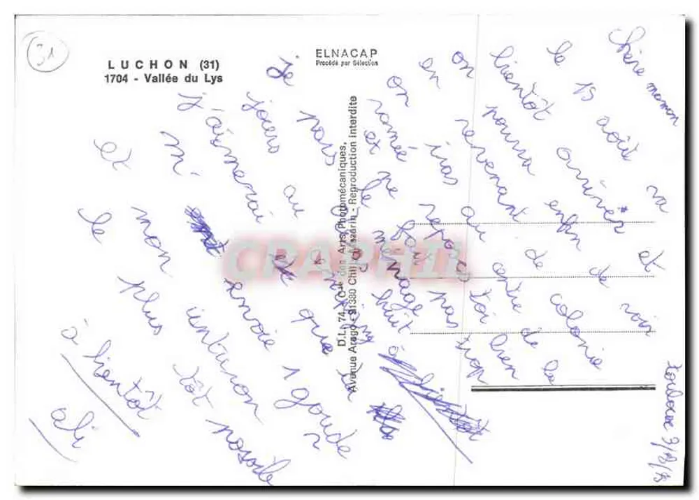 Vale do Lys — Luchon (31) — Editor Elnacap - Verso