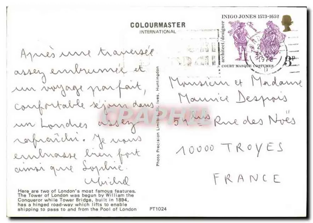 A Torre e o Tower Bridge, Londres — COLOURMASTER INTERNATIONAL, PT1024 - Verso