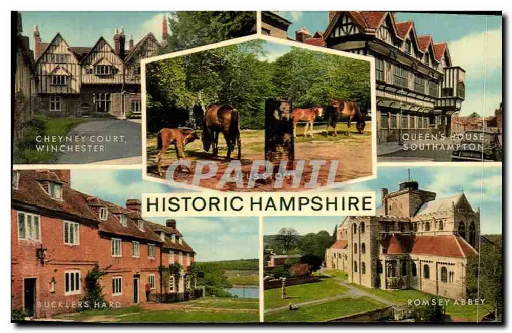 Cheyney Court, Winchester — Queen's House, Southampton — Bucklers Hard — Romsey Abbey — Historic Hampshire — editor J. Salmon, Zevenbans - Frente