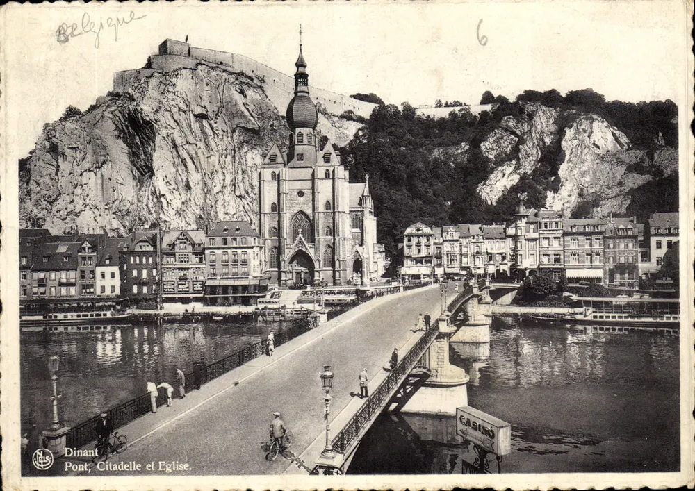 Dinant, Most, Cytadela i Kościół — Stara pocztówka N°6 — wydawca NLS - Awers