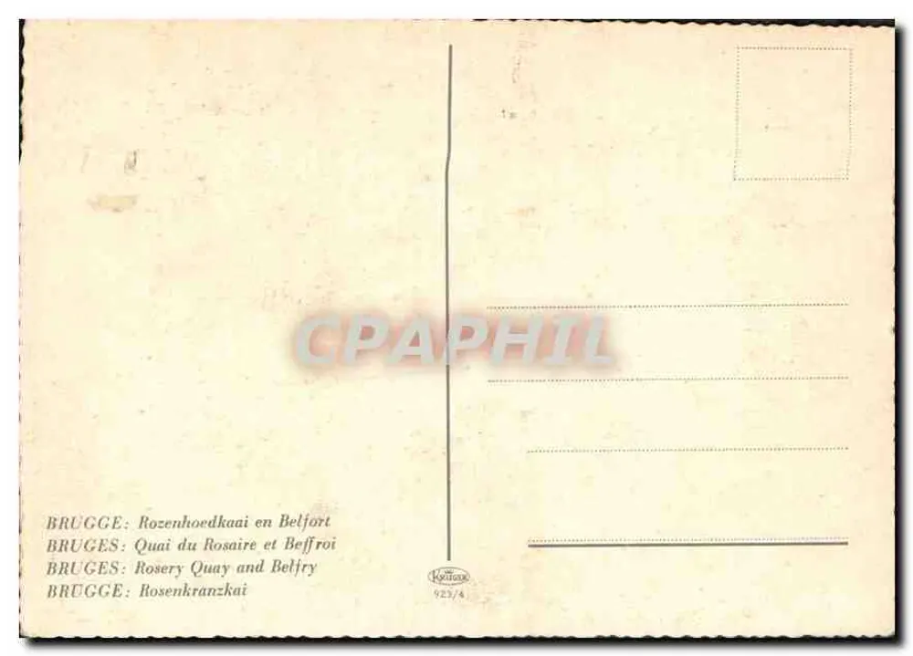 Bruges — Quai das Rosas e Belfort — editor Kettrup, n° 923/4 - Verso