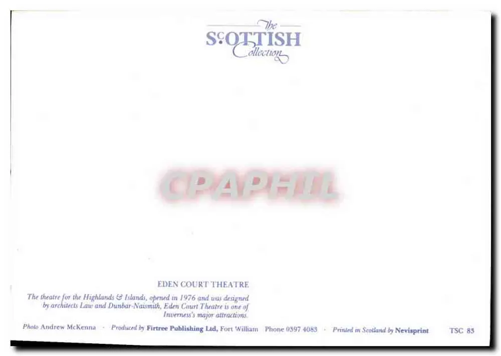 Eden Court Theatre — Inverness — De Schotse Collectie TSC 85 - Achterkant