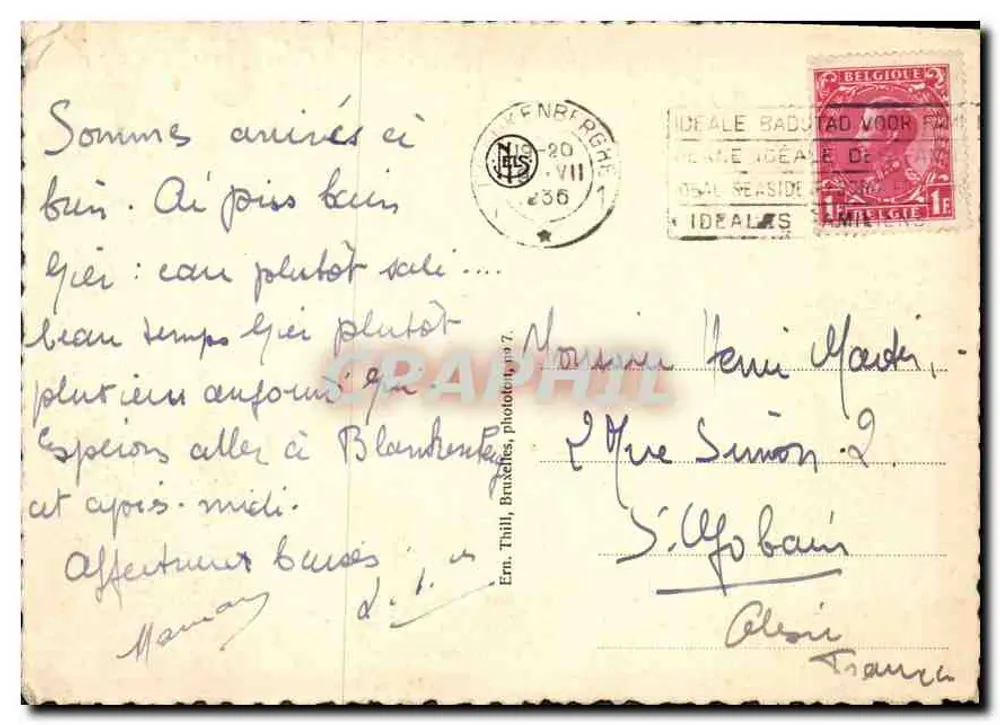 Oostende — Luftbild der Stadt und des Kursaals — Verlag NLS, Nr. 7 - Rückseite