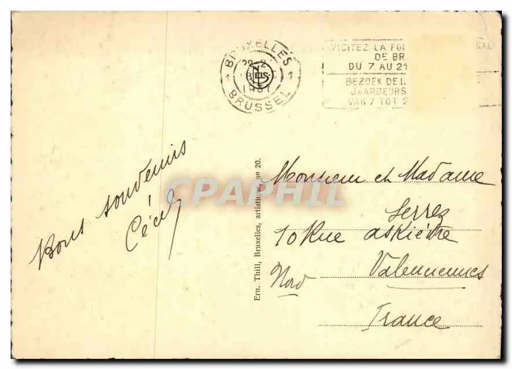 Brüssel — Grab des Unbekannten Soldaten — Verlag En. Thill, Brüssel, Nr. 30 - Rückseite