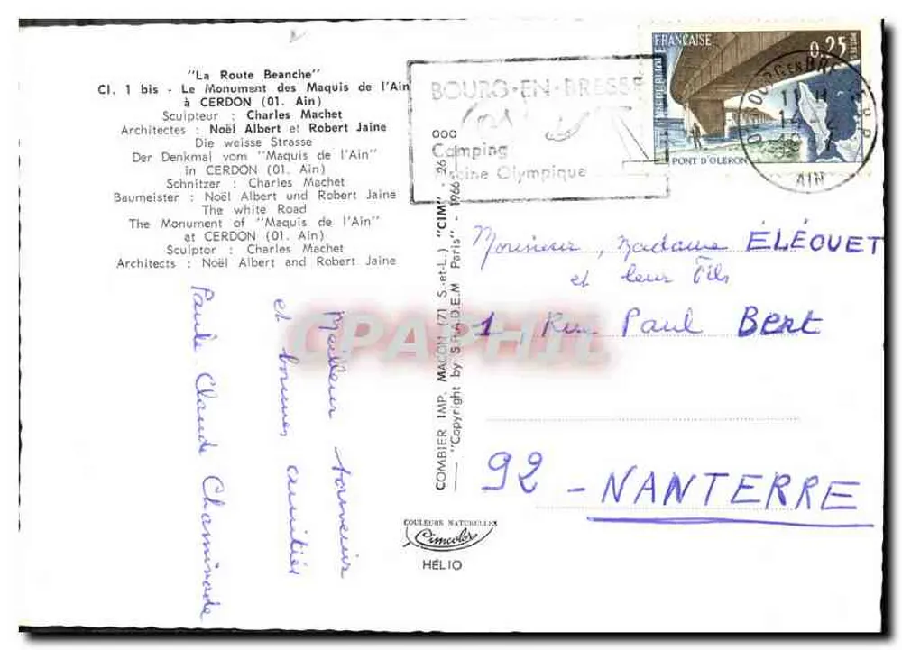 Denkmal der Maquis des Ain — Cerdon — Gedicht von Aragon - Rückseite