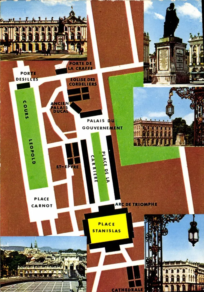 Nancy — Carta postal turística com mapa e fotos — Edições ESTEL - Frente