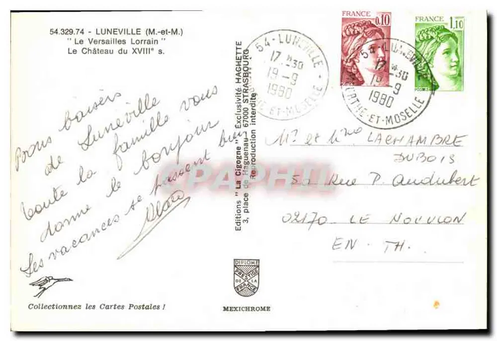 Het Kasteel van de 18e eeuw — Luneville (M.-et-M.) — Uitgaven La Cigogne - Achterkant