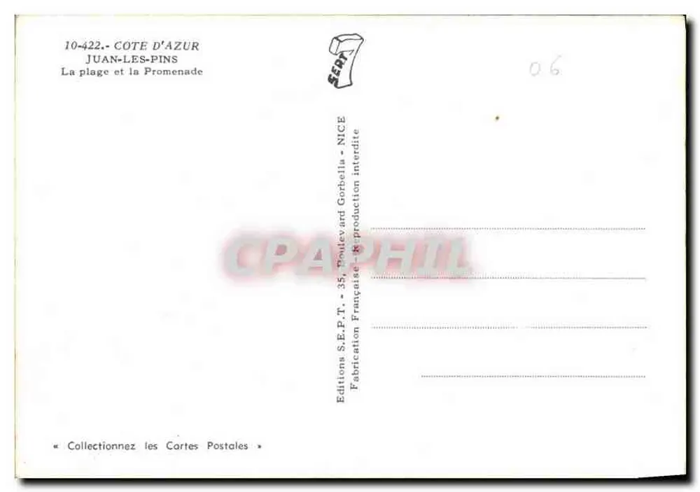 Juan-les-Pins — Die Strandpromenade — Éditions S.E.P.T. - 10-422 - Rückseite