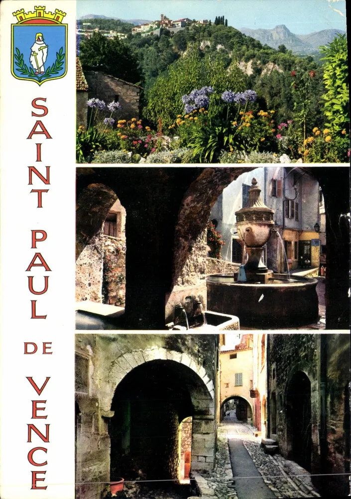 Saint-Paul-de-Vence — vista geral e fonte pitoresca — Les Éditions « MARIAS » - Frente