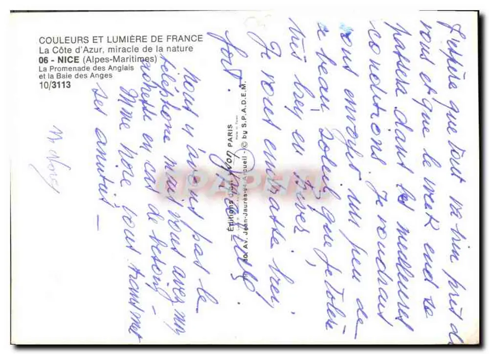 Nice - La Promenade des Anglais — Éditions Jean-Jaures, Nr. 10/3113 - Rückseite