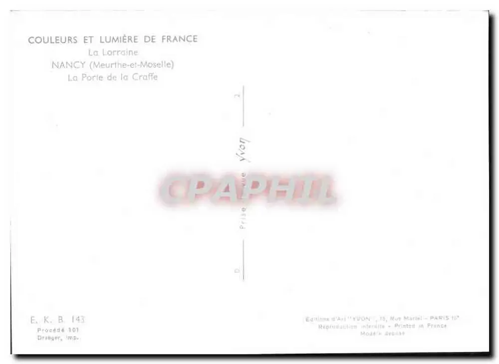 Nancy (Meurthe-et-Moselle) — Die Pforte von Craffe — Kunstausgabe 'AVON', Paris - Rückseite