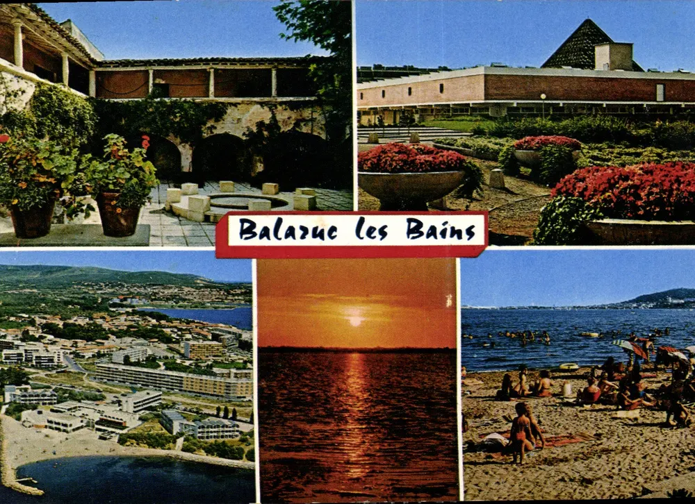 Balazuc les Bains — Ansicht des Thermalbades, Strand und Sonnenuntergang — Éditions S.L. DA Photocolor - Vorderseite