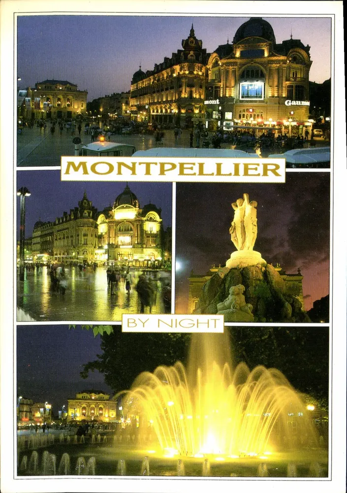 Montpellier — Nachts — Editions der Place de la Comédie - Vorderseite
